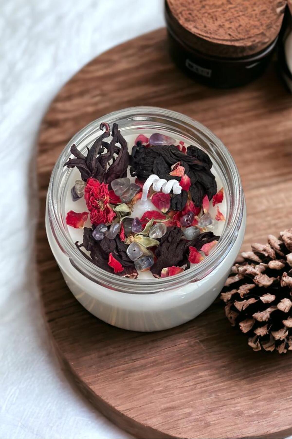 Hibisküs & Gül Soya Wax Mum 300GR Beyaz