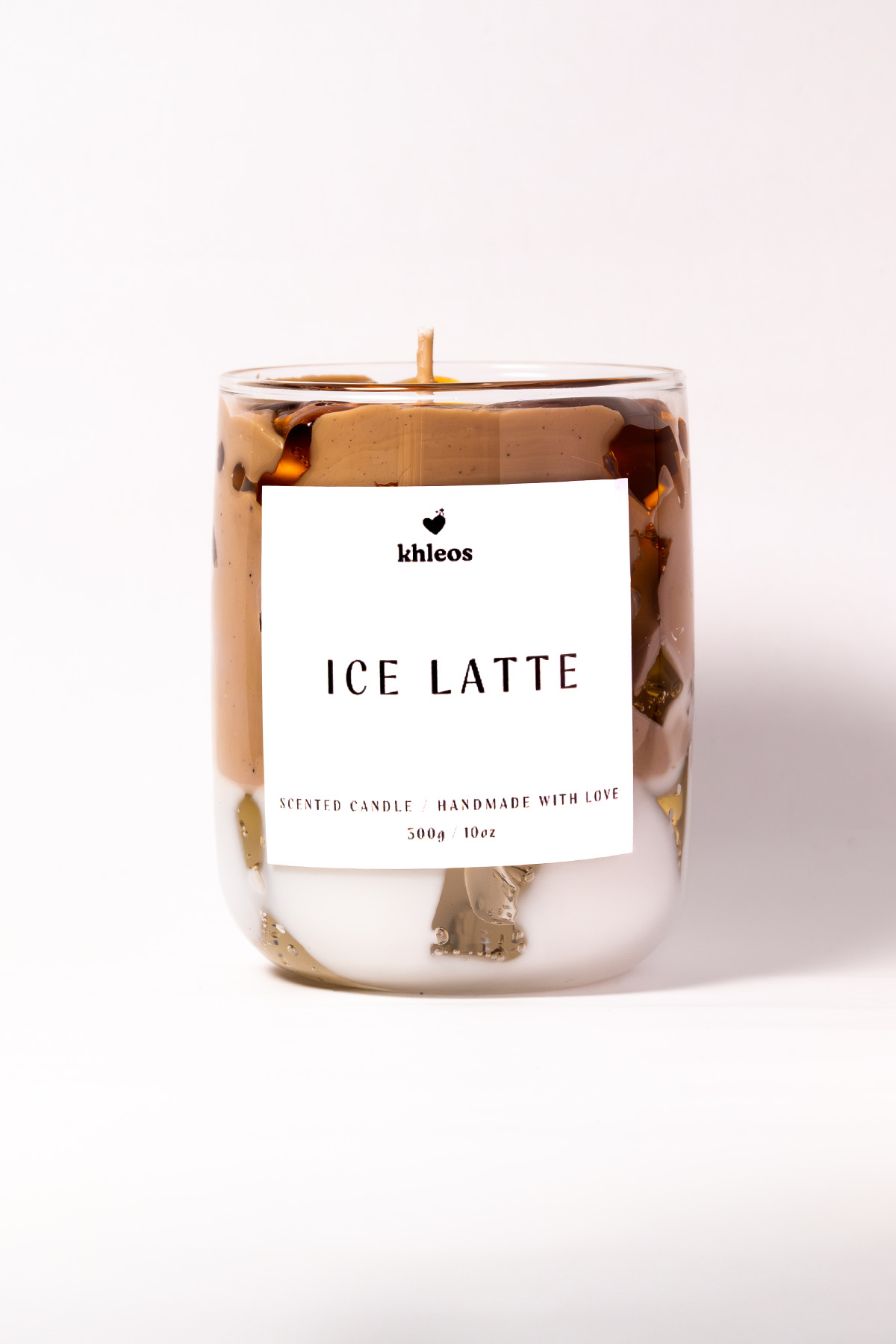 Ice Latte Kahve Kokulu Dekoratif Mum, 350g, 9x7 cm, Kahverengi