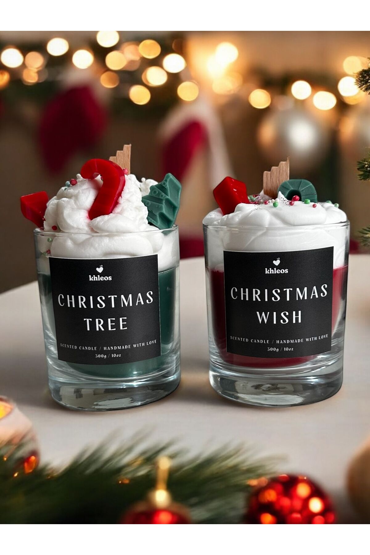 Christmas Wish 2'li Mum Seti Paçuli Kokulu 7x9CM 300G Yeşil, Kırmızı