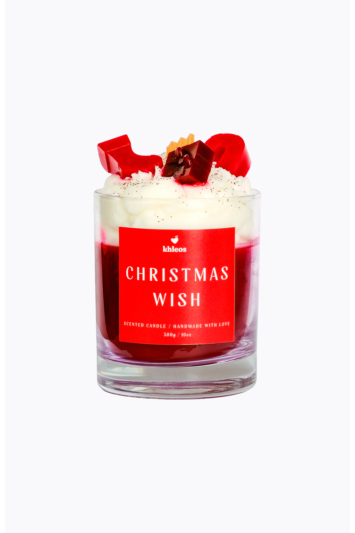 Christmas Wish Paçuli Kokulu Yılbaşı Mum 300GR 9x7CM Kırmızı, Beyaz