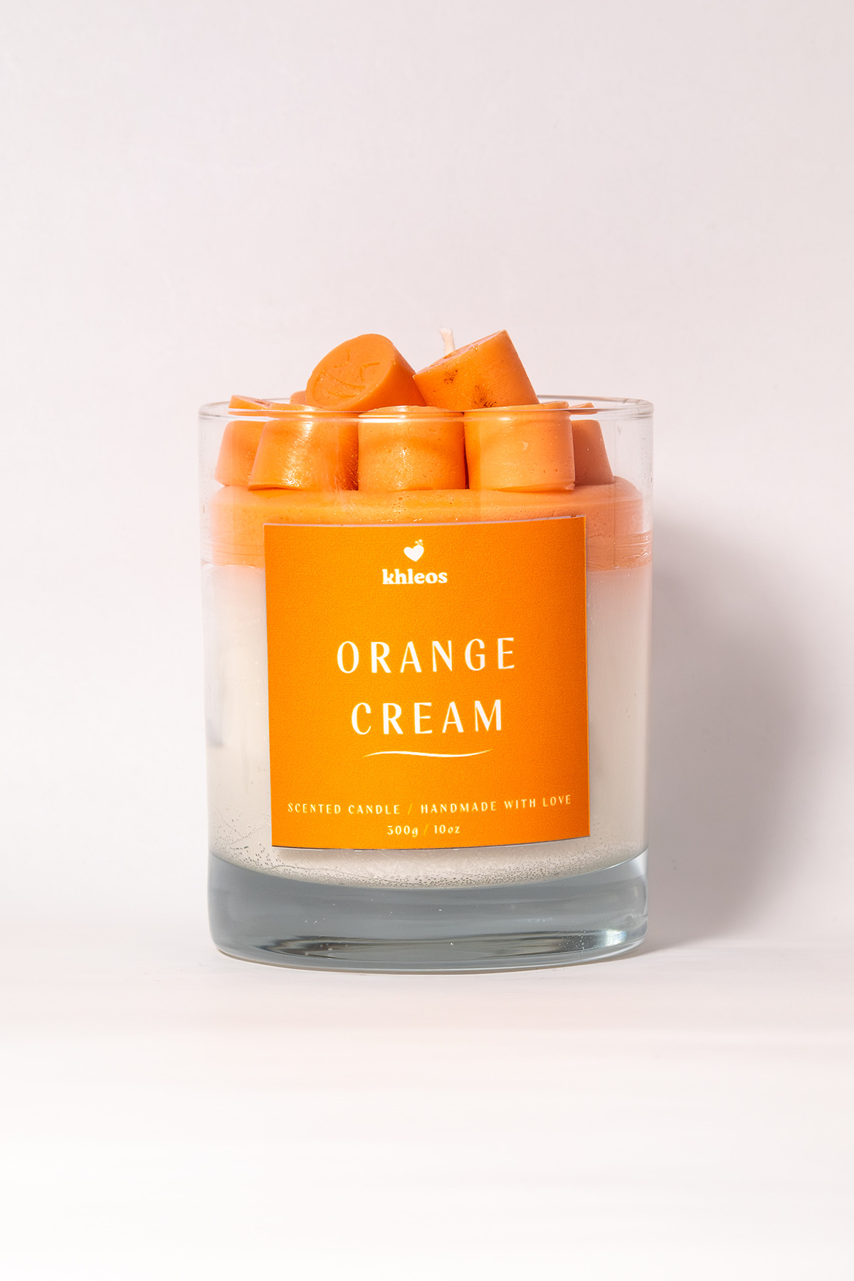 Orange Cream Portakal Kokulu Turuncu Mum, 300g, 9x7 cm