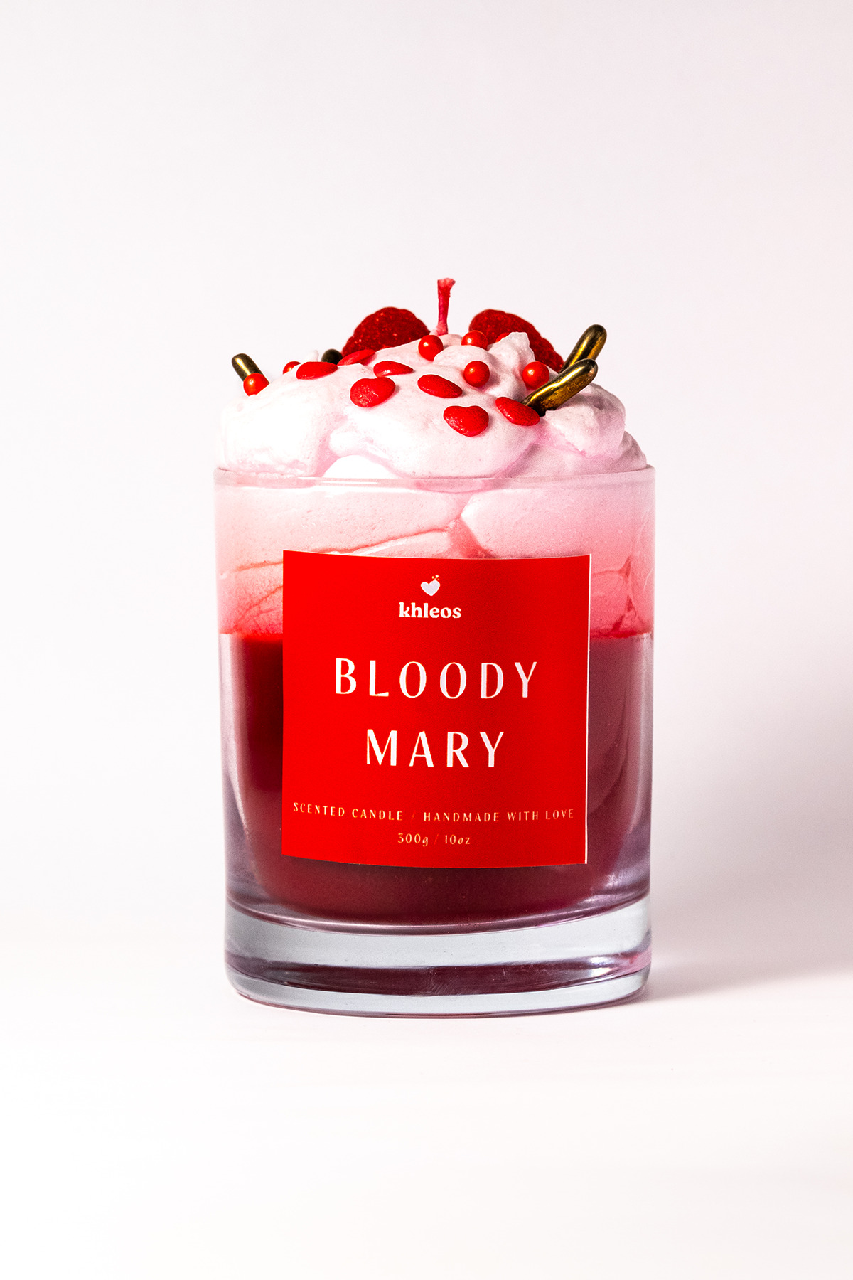 Bloody Mary Çilek Kokulu Kırmızı Dekoratif Mum, 300g, 9x7cm, Hediye & Dekor