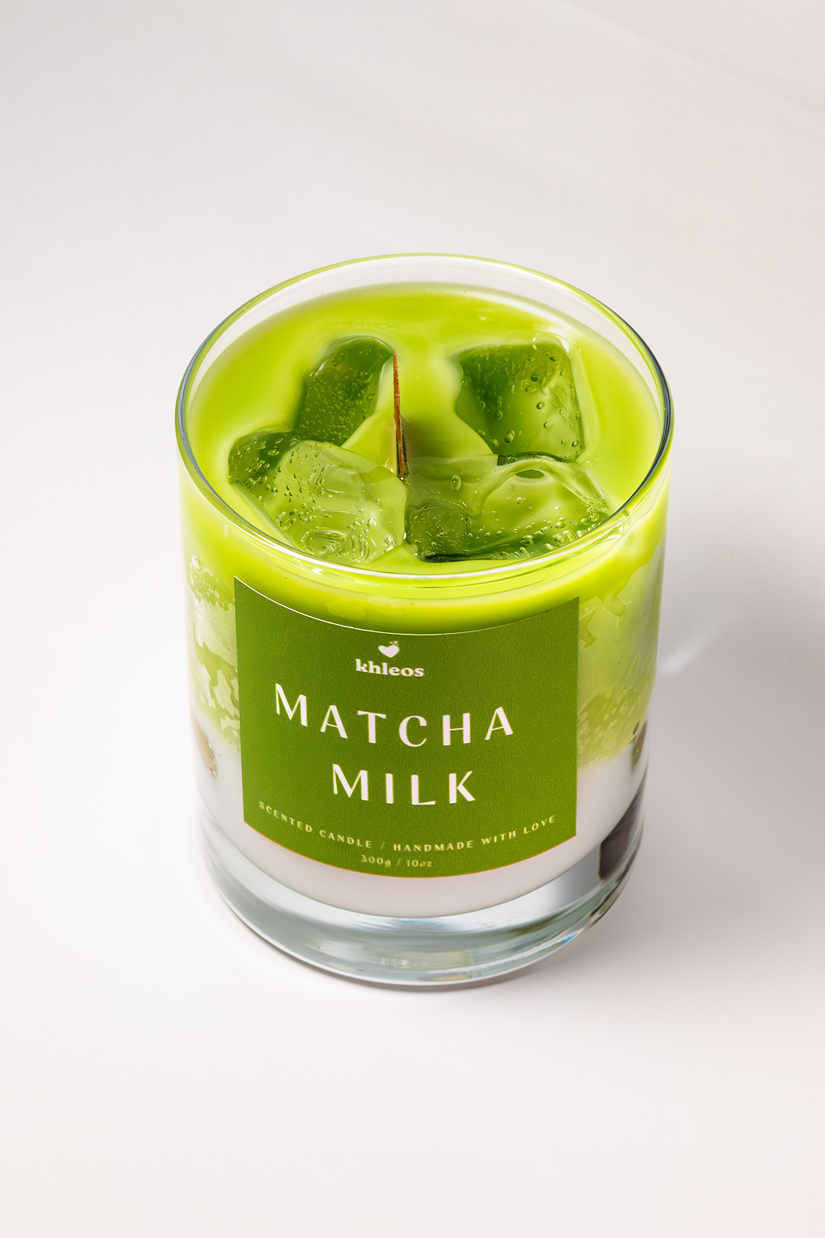 Matcha Milk Adaçayı Kokulu Yeşil Mum, 300 g, 9x7 cm | Kokulu Dekoratif Mum